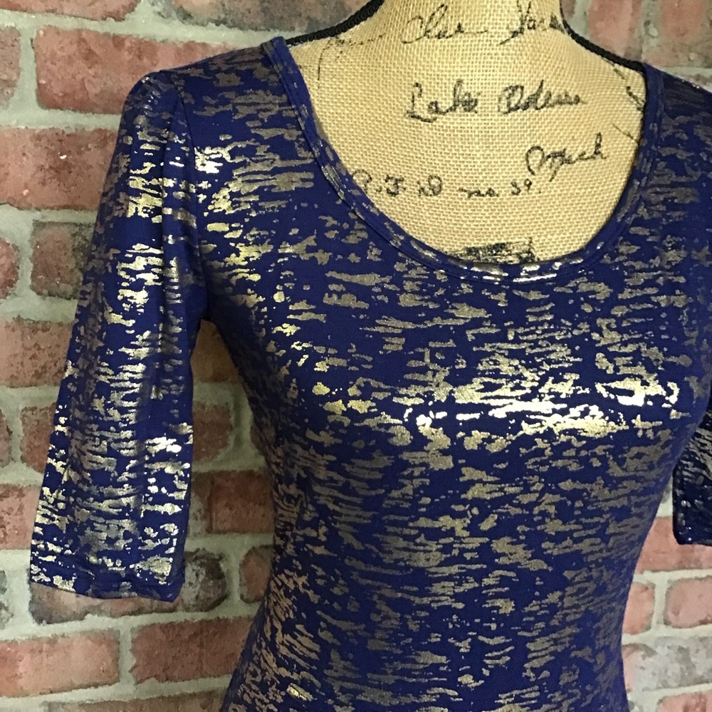 LuLaRoe Ana Maxi Dress Elegant Blue With Metallic Gold XS & SM Available NWT! - Picture 8 of 12